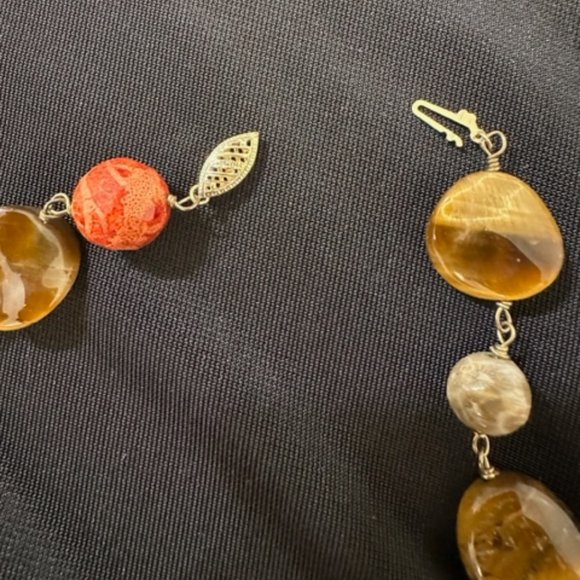 Classy Long Multi-Stone Necklace w/ 10k Clasp - Picture 3 of 4